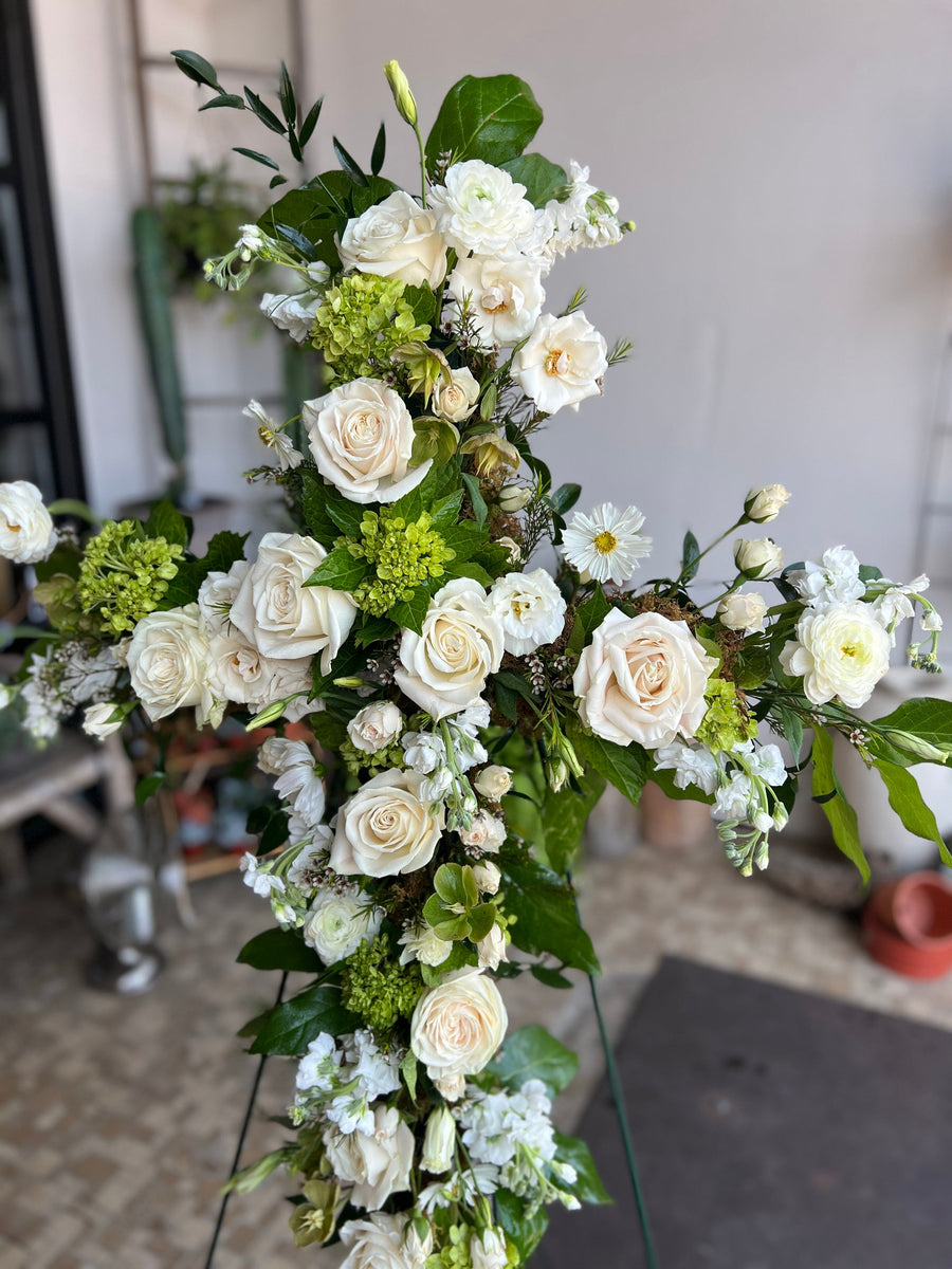 Lush Floral Cross – Moss Flower Shop